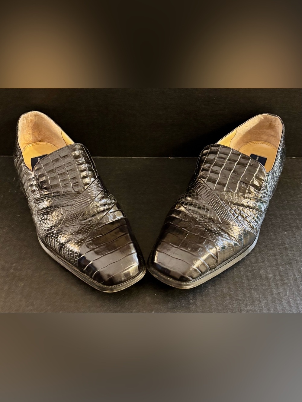Giorgio Brutini Genuine Snakeskin Dress Loafers Men’s 11M Black Leather Slip On